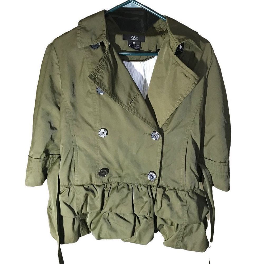 Luii Anthropologie womens green utility jacket SZ M